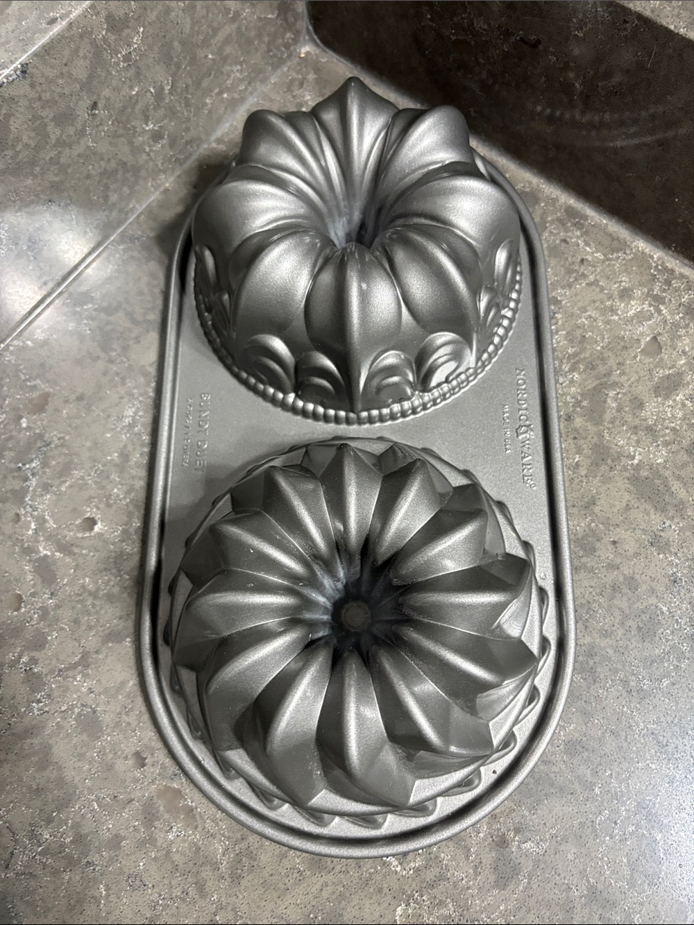 Nordic Ware Silver Twin Bundt Cake Pan - Decorative Nonstick Mold